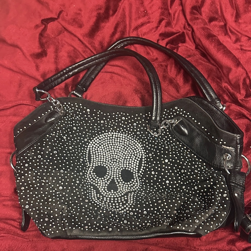 Black Studded Skull Tote‎ Bag